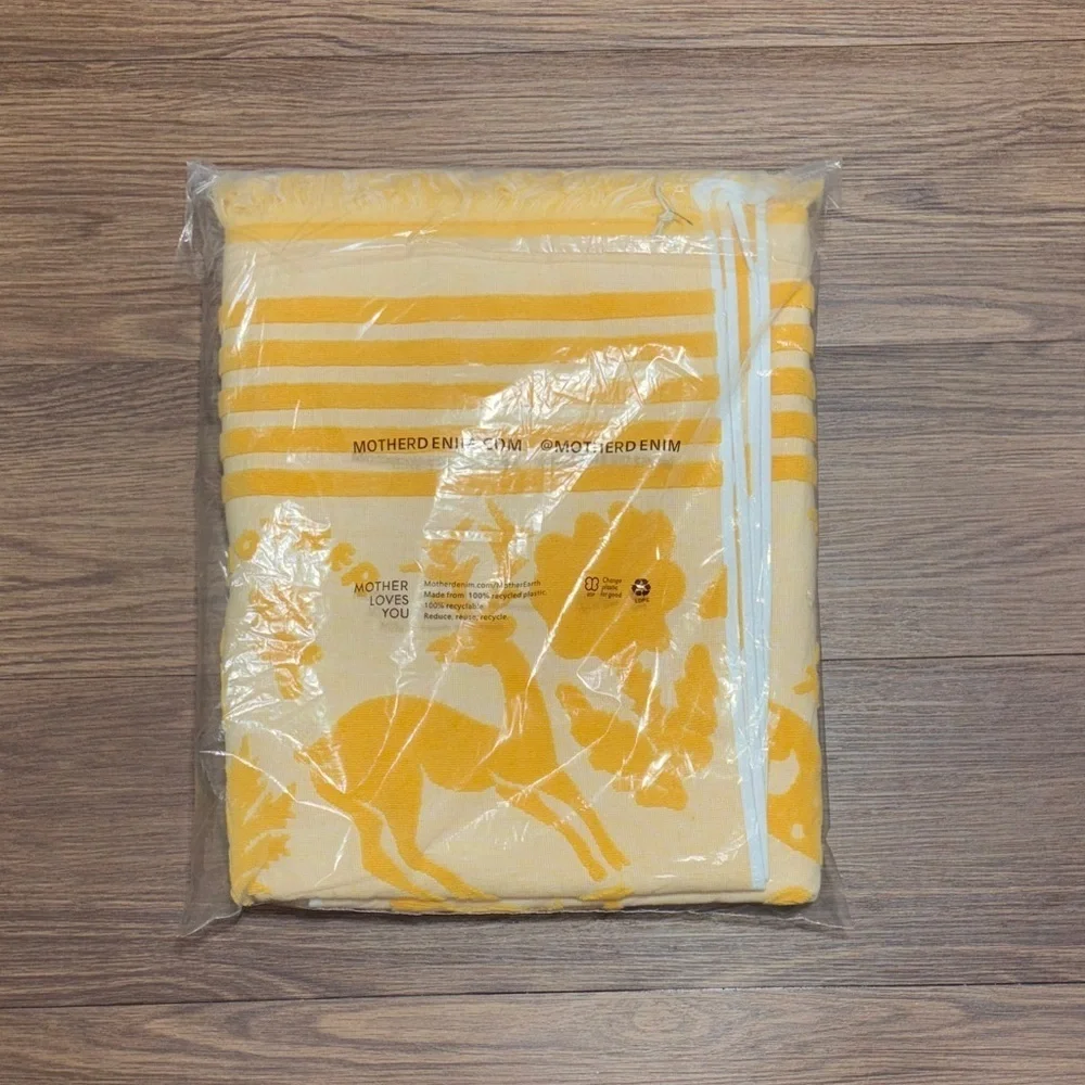 MOTHER The Laid Back Beach Towel Yellow Fawn Patrol XL 100% Cotton NWT